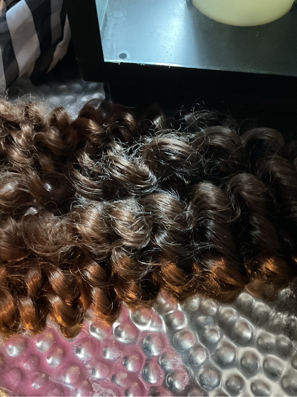 Dark Brown Curly Human Hair Extension - Natural Shine and clip on extension’s